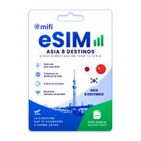 eSIM MIFI Asia 8 países, datos ilimitados, vigencia de 15 días, solo datos, para celulares liberados